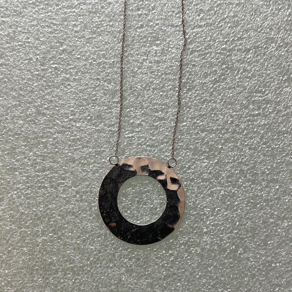 14k white gold round pendant attached 18 inches see picture can be made 16’’ - Picture 3 of 4